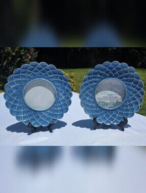 Parisian Home Aquamarine Dream Scalloped Ceramic Picture Frame Pair Blue Coastal